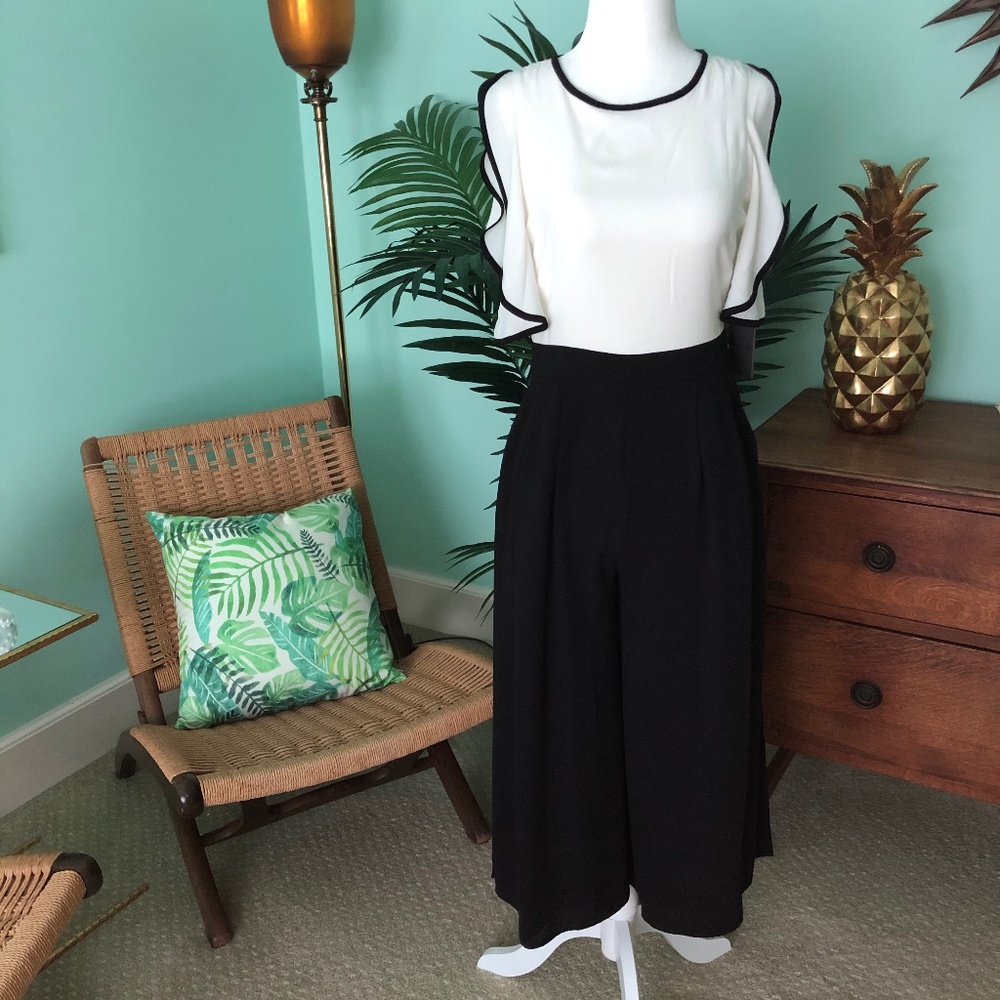 Vince Camuto Ruffled Two-Tone Crop Jumpsuit NWT